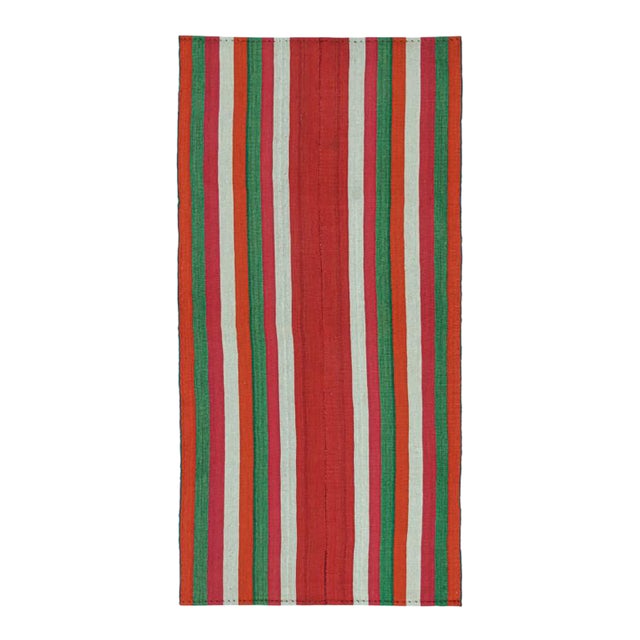 1950s Vintage Persian Kilim in Red With Multicolor Stripes by Rug & Kilim For Sale