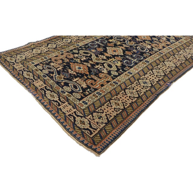 Antique Caucasian Shirvan Kuba Rug with Tribal Style 03'02 x 04'04. Give the look of woven wonders and nomadic charm with...