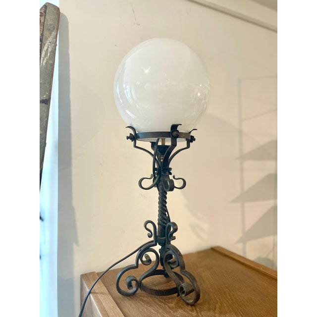Art Nouveau Wrought Iron Lamp, 1890s For Sale - Image 5 of 9