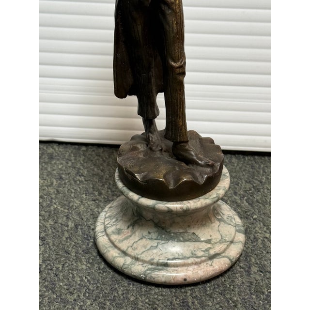 Metal Victorian Bronze Poodle Gentleman Sculpture on Marble Base For Sale - Image 7 of 12