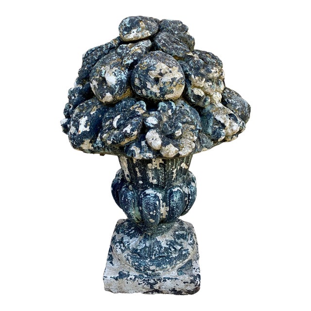 Early 20th Century Neoclassical Cast Stone Fruit-Filled Urn For Sale