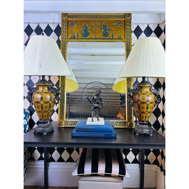 Oversized Neoclassical Greek Key Trumeau Wall Mirror With Classical Relief Frieze For Sale - Image 13 of 18