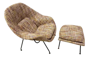Early Eero Saarinen for Knoll Womb Chair and Ottoman Re-upholstered