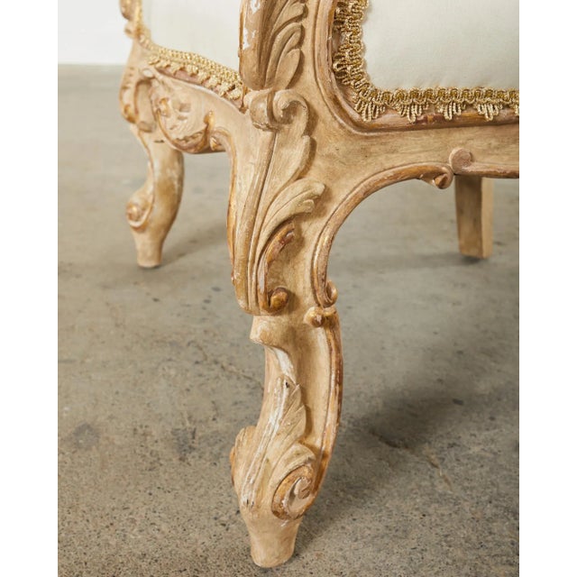 Hendrix Allardyce Italian Rococo Style Carved Library Armchair For Sale - Image 11 of 12