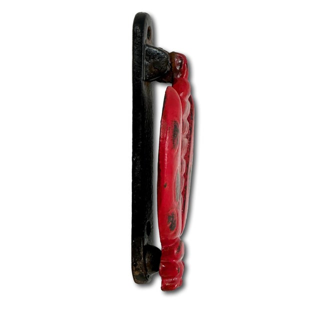 American Hard to Find Large Size Vintage 1930s Cast Iron Ladybug Door Knocker With Nice Original Paint For Sale - Image 3 of 12