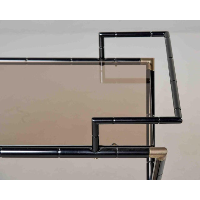 Mid-Century Italian Black Faux-Bamboo Bar Trolley For Sale - Image 9 of 12