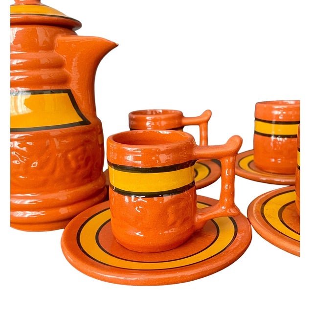 Ceramic Vintage Spanish Pottery Tea Coffee Set, Signed Carla Rd, Terracotta Redware, 15-Piece For Sale - Image 7 of 10