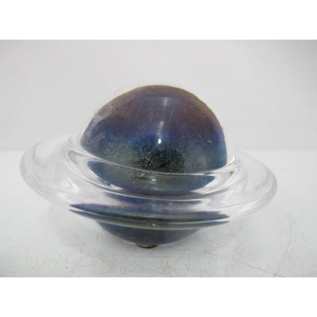Glass Limited Edition Sci Fi Channel Glass Planet Saturn Galaxy Paperweight For Sale - Image 7 of 7