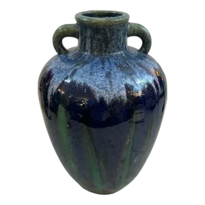 Blue and Green Drip Glaze Pottery Urn Vase/ Vessel