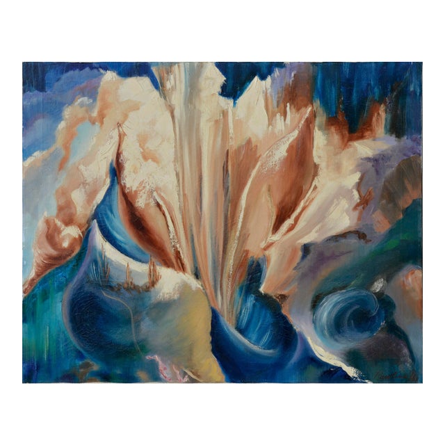 Tim Rawlins Mid-Century Floral Abstract Acrylic on Canvas 1961 For Sale