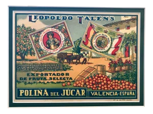 Original Spanish Vintage Art Deco Label, Leopoldo Talens