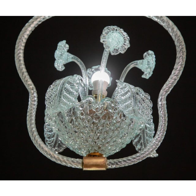 Set of 2 Blue and Transparent Barovier E Toso Light With Flowers, 1940s For Sale - Image 11 of 11