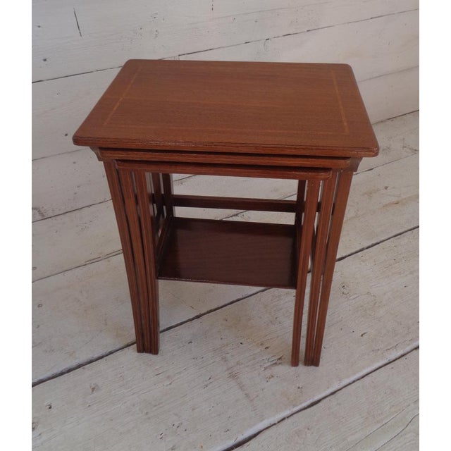 Edwardian Nesting Tables in Inlaid Mahogany, 1930s, Set of 3 For Sale - Image 12 of 18
