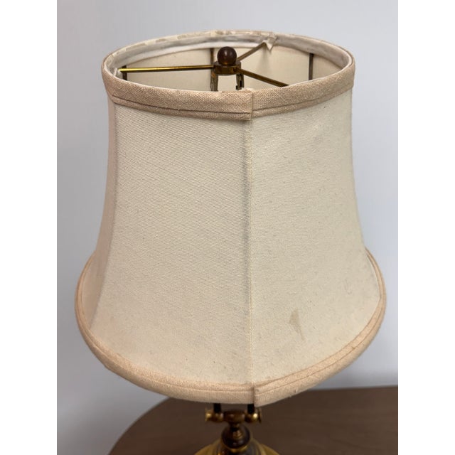 Lyre Form Brass Tone Table Lamp, Vintage For Sale - Image 11 of 12