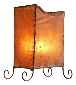 Mid-Century Table Lamp in Goatskin and Wrought Iron, 1950s