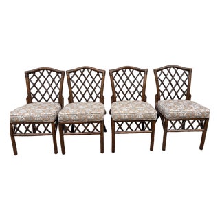 Set of 4 Vintage Diamond Lattice Backed Side Chairs For Sale