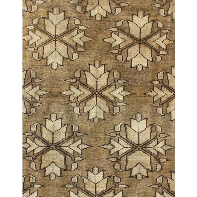 Measures: 3'2 x 4'4 Vintage Turkish Oushak Rug with Geometric Floral Motifs in Warm Beige 3'2 x 4'4. Keivan Woven Arts /...