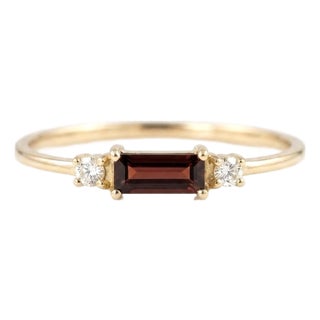 Minimalist Baguette Cut Garnet Three-Stone Ring – Wedding Engagement Ring Us 7 For Sale