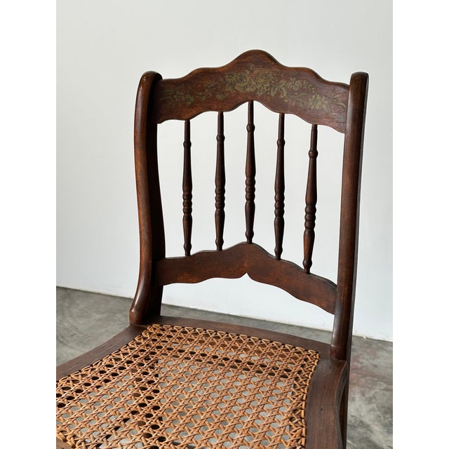 Antique Set of 4 Turned-Spindle Cane Seat Dining Chairs For Sale - Image 16 of 18