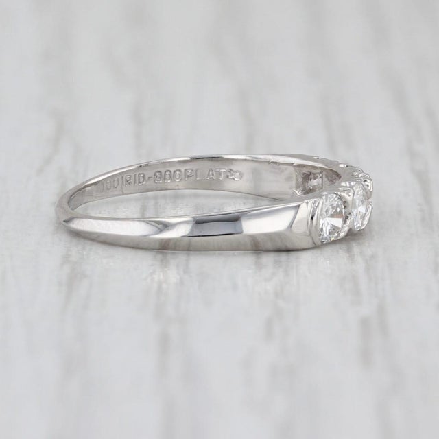 Vintage 0.60ctw Diamond Wedding Band 900 Platinum Size 7 Anniversary Ring For Sale In Greensboro - Image 6 of 9