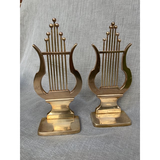 Vintage Brass Musical Harp Bookends a Pair For Sale - Image 11 of 11