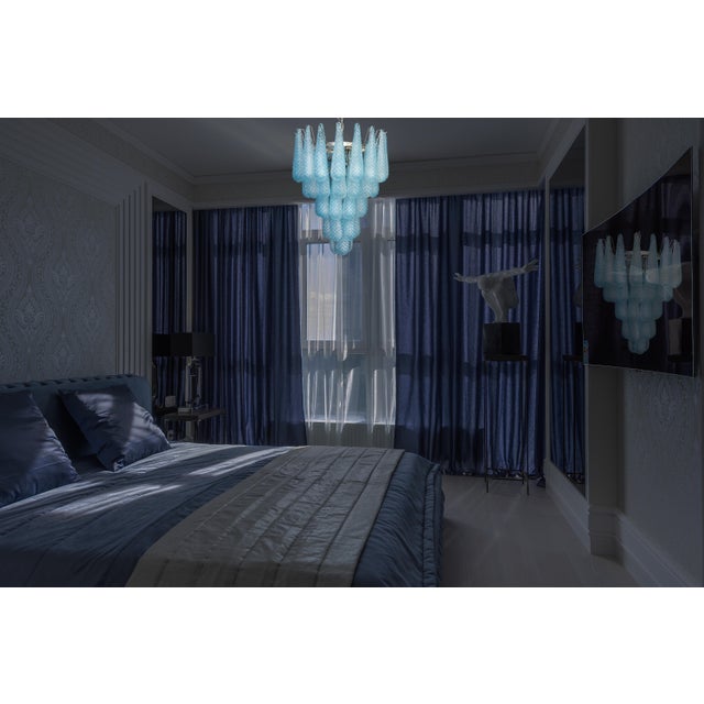 Magic Murano Blue Drops Chandeliers, 1980s, Set of 2 For Sale - Image 4 of 15