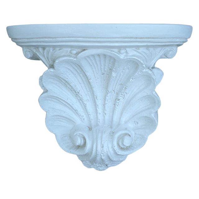 French Vintage White Plaster French Rocaille Shell Decorative Wall Bracket For Sale - Image 3 of 9