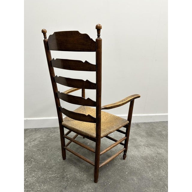 Brown 19th Century Handcrafted and Carved Ladder Back Chair, 1840s For Sale - Image 8 of 12