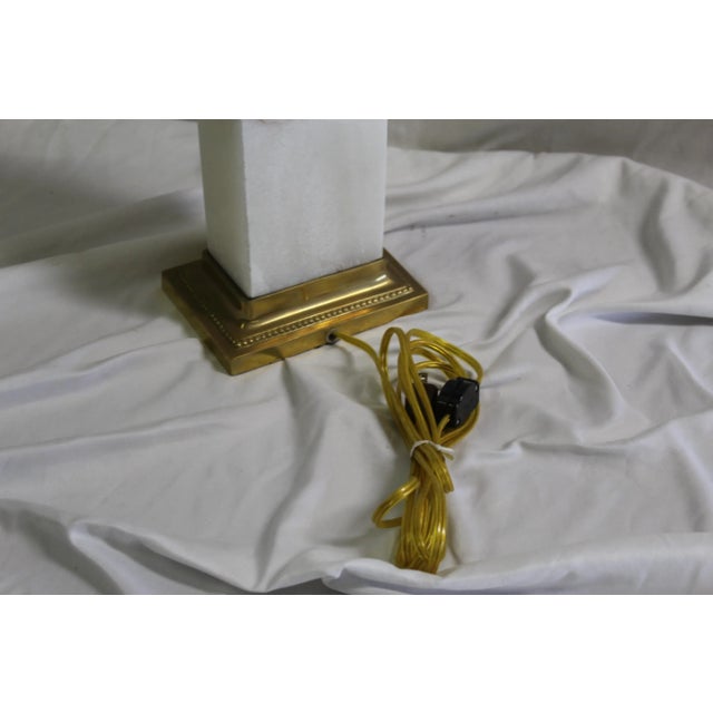 Metal Contemporary Mid-Century Modern Style Alabaster Lamp With Brass Hardware,Single For Sale - Image 7 of 9