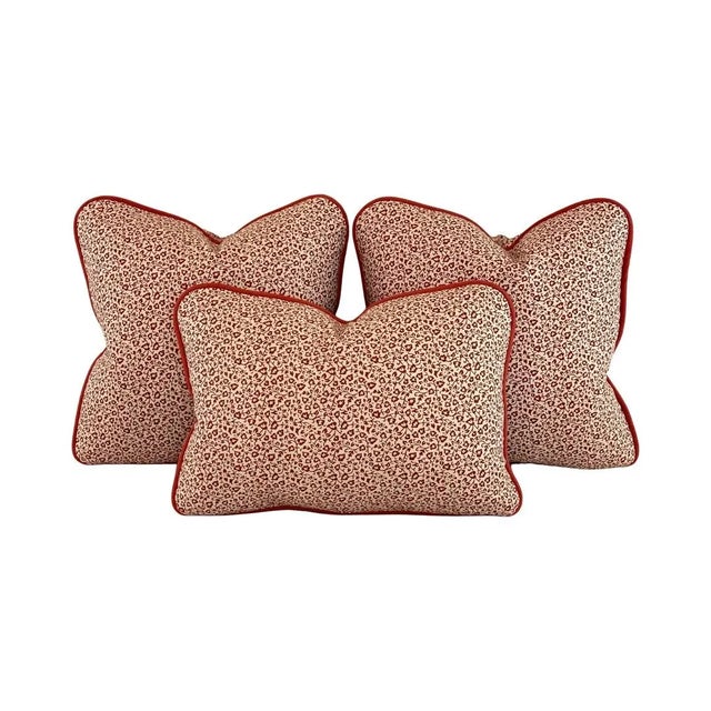 2020s Robert Allen Nautica P Kaufmann Brick Red & Cream Bordeaux Botanical Floral Leaf Vine Pillow Covers- Pair For Sale - Image 5 of 8