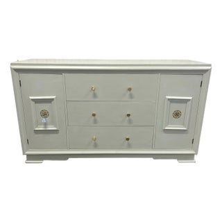 Vintage Chinoiserie Coastal Style Painted Dresser Sideboard For Sale