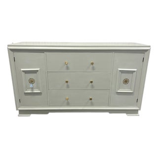 Vintage Chinoiserie Coastal Style Painted Sideboard For Sale