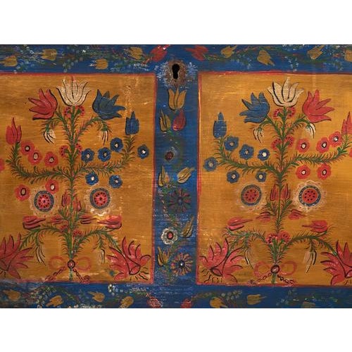 Antique Folk Art Style Chest with Floral Motifs, 1920s For Sale - Image 9 of 12