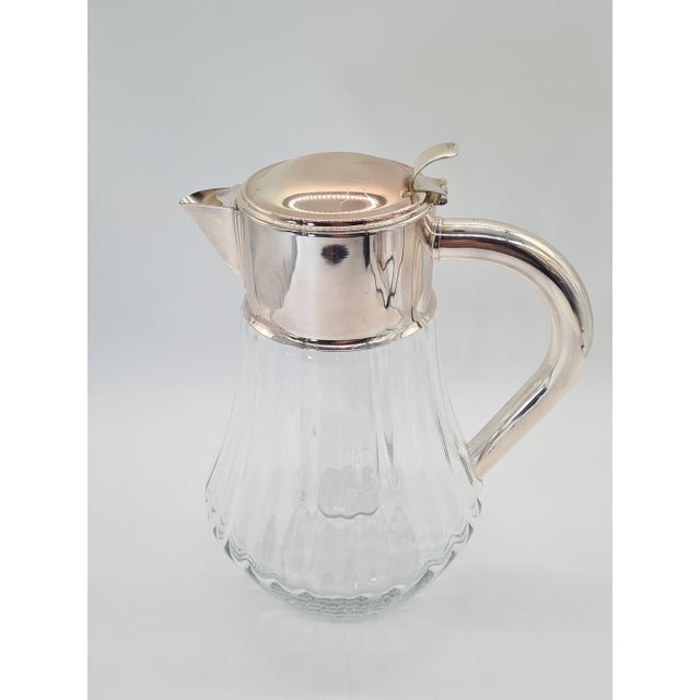1920s Antique Glass Pitcher with Silver-Plated Mount, 1910s For Sale - Image 5 of 11