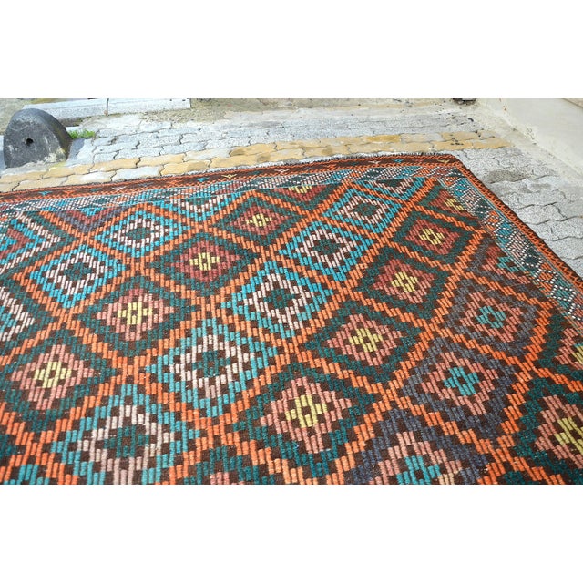 Tribal 1960s Vintage Kilim Rug For Sale - Image 3 of 11