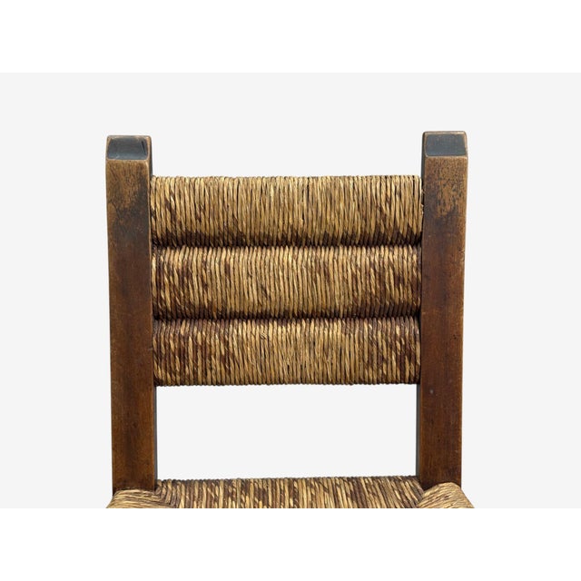 Charles Dudouyt, Six Rustic Dining Chairs, Oak, Rush, France, 1940s For Sale - Image 14 of 16