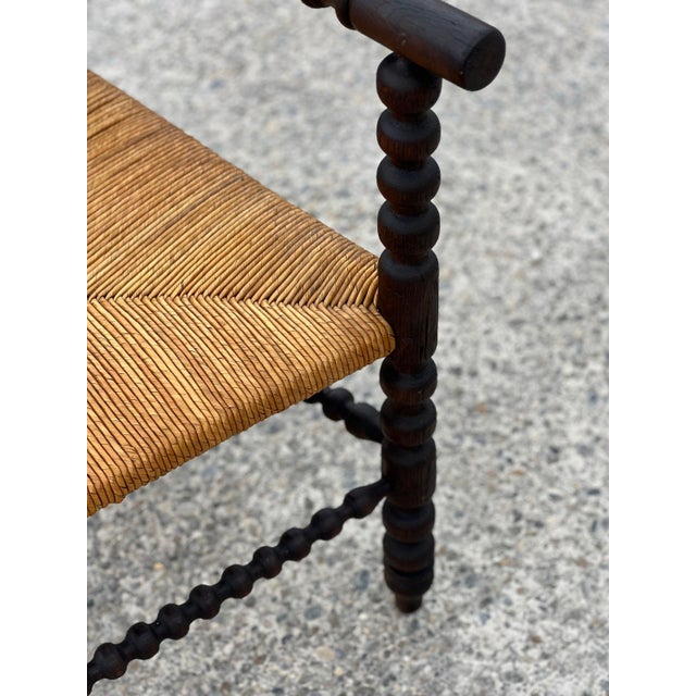 Brown Bobbin Armchair in Stained Beech, 1930 For Sale - Image 8 of 9