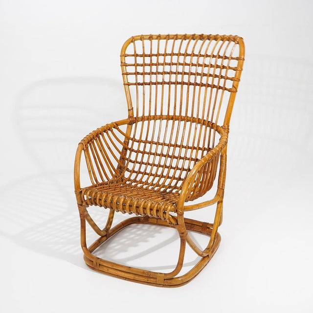 Rattan and Woven Cane Armchair, 1960s For Sale - Image 6 of 15