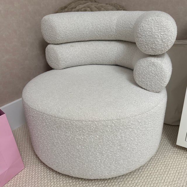 2020s Modern Boucle Swivel Accent Chair For Sale - Image 5 of 12