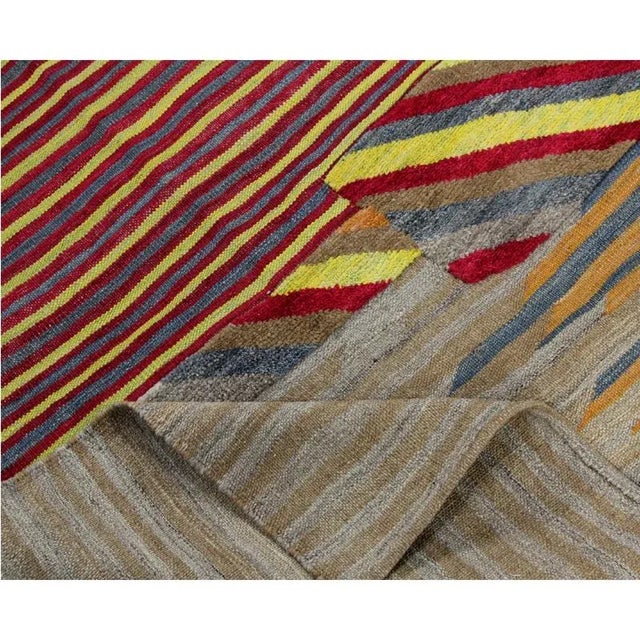 Mid-Century Modern Handwoven Scandinavian Style Persian Kilim Area Rug 3'8"×6'7" For Sale - Image 3 of 10