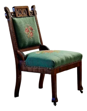 Antique Eastlake Chair With Needlepoint Seat and Backrest