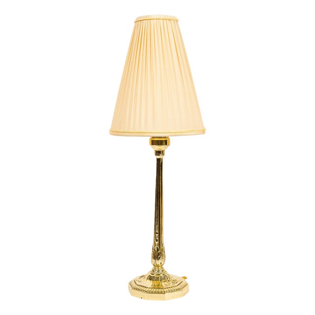 Art Deco Table Lamp with Fabric Shade, Vienna, 1920s For Sale