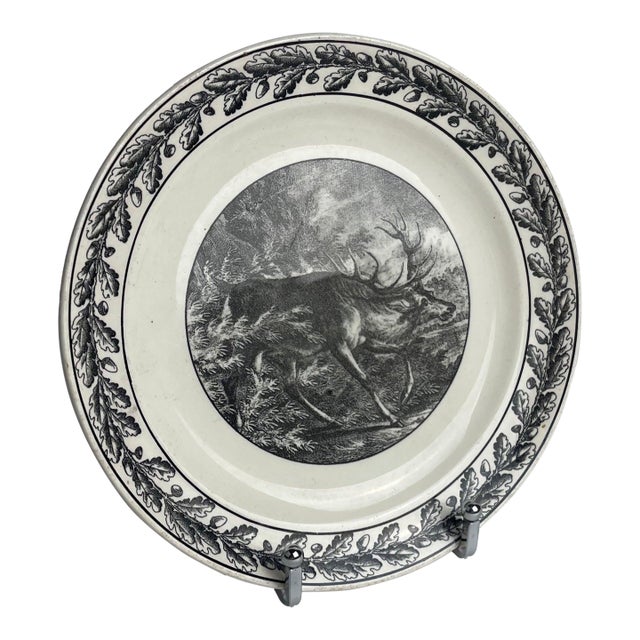 19th Century Sarreguemines Nemrod France Elk Plate For Sale