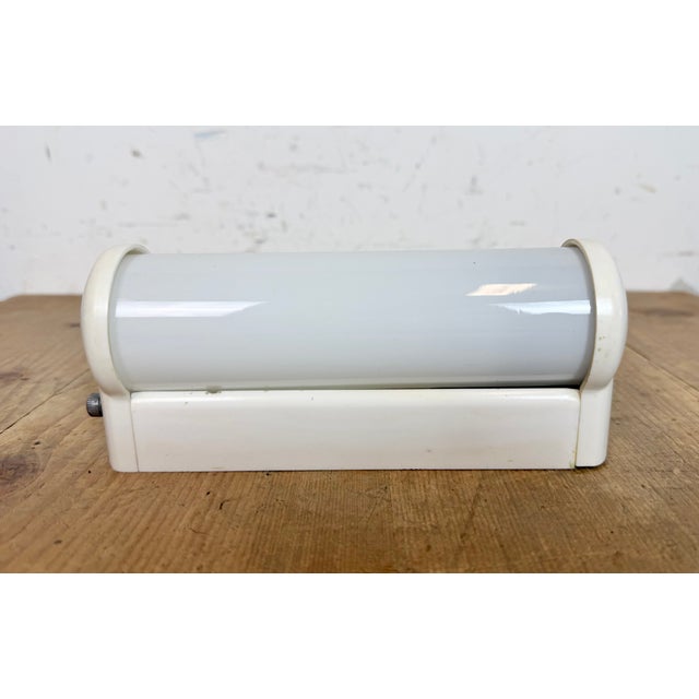 Plastic Industrial White Bakelite and Milk Glass Wall Light from Elektrosvit, 1950s For Sale - Image 7 of 13