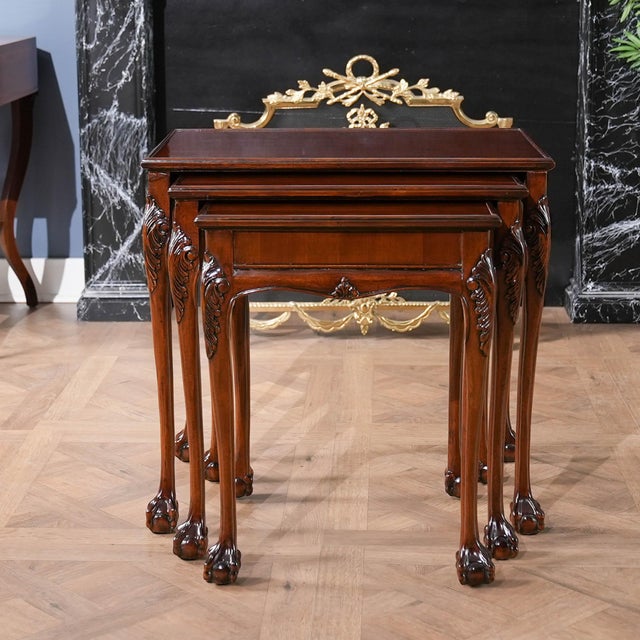 Traditional Mahogany Nesting Table Set of 3 Chairish