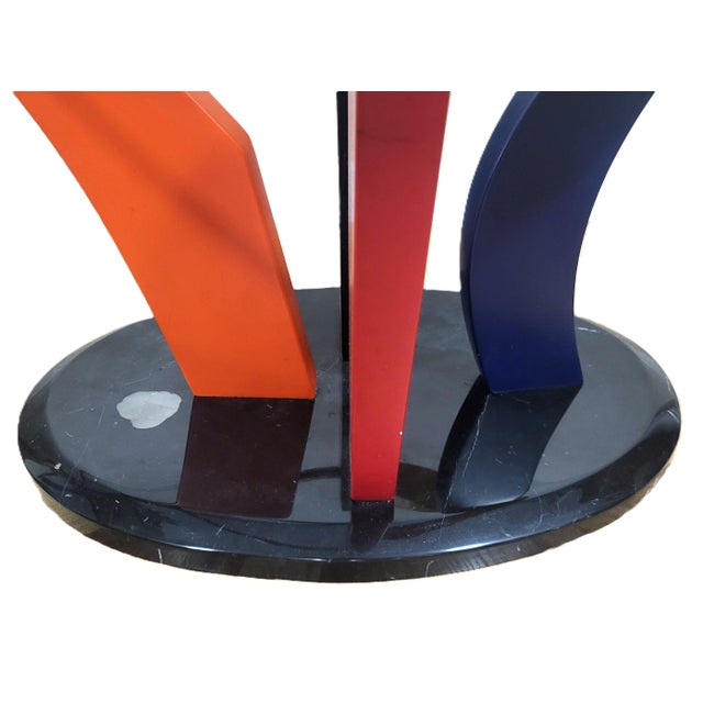 Black Postmodern 1980's Marble & Glass Coffee Table Colorful Abstract - Memphis Design For Sale - Image 8 of 8
