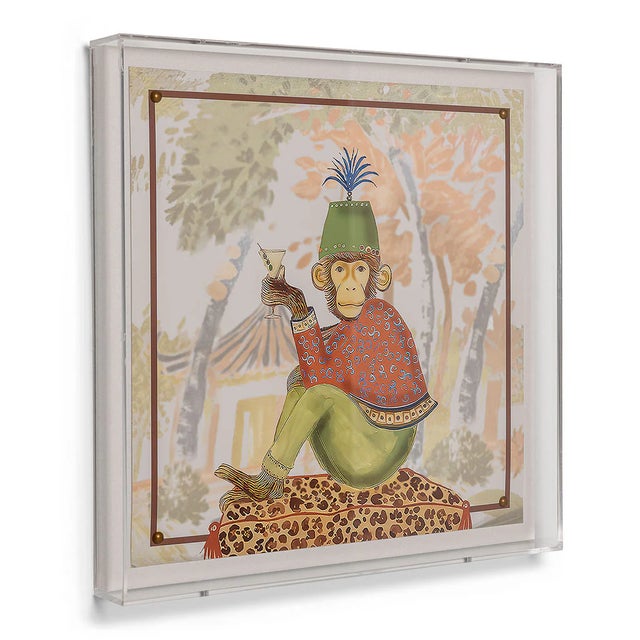 The Martini Monkeys are a fun pair of giclee prints mounted under a 2.5" deep lucite shadow box. Attached to a linen...