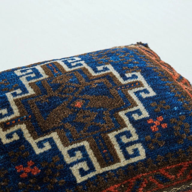Hand Woven Middle Eastern cushion with Symmetrical Decor 1930s Interesting small hand woven cushion from the first half of...