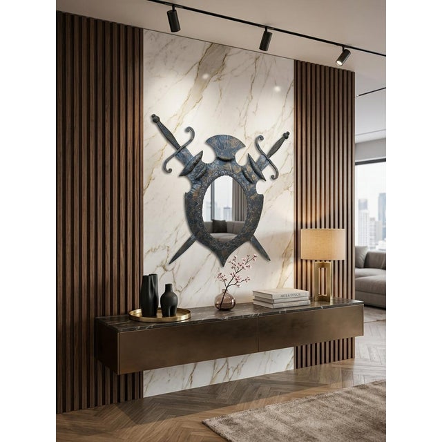 Heraldic Mirror in Wrought Iron, 1970s For Sale - Image 11 of 11