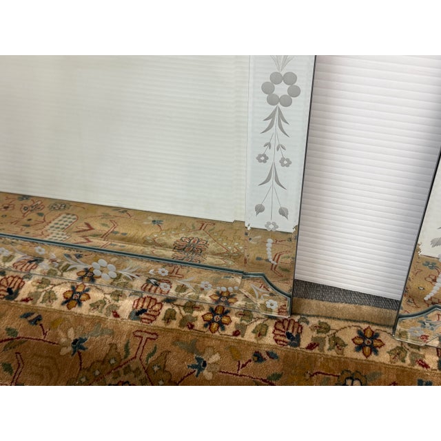 Venetian Cut + Etched Glass Gypsy Wall Mirror For Sale - Image 11 of 14